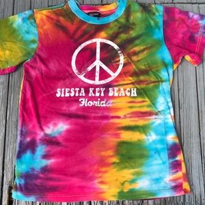 Tie dye Peace Sign tee rainbow hippie t-shirt sz S